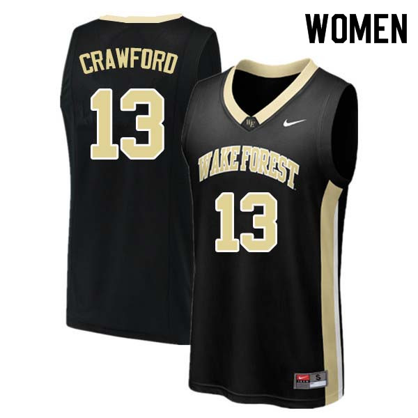 Women #13 Bryant Crawford Wake Forest Demon Deacons College Basketball Jerseys Sale-Black